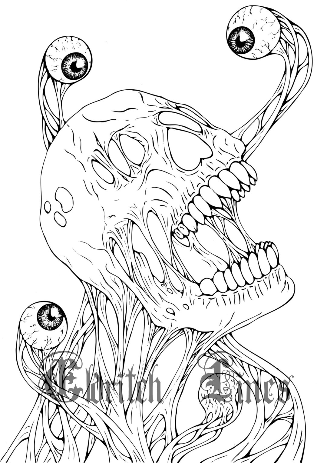 Paranoia printable horror adult coloring page lineart digital download pdf file