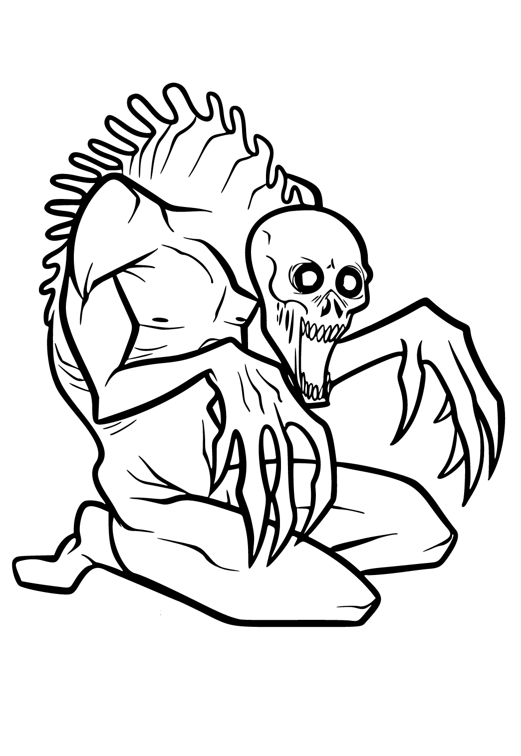 Free printable scary monster coloring page for adults and kids