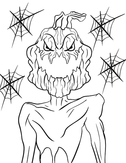Premium vector fun scary halloween coloring pages coustumes