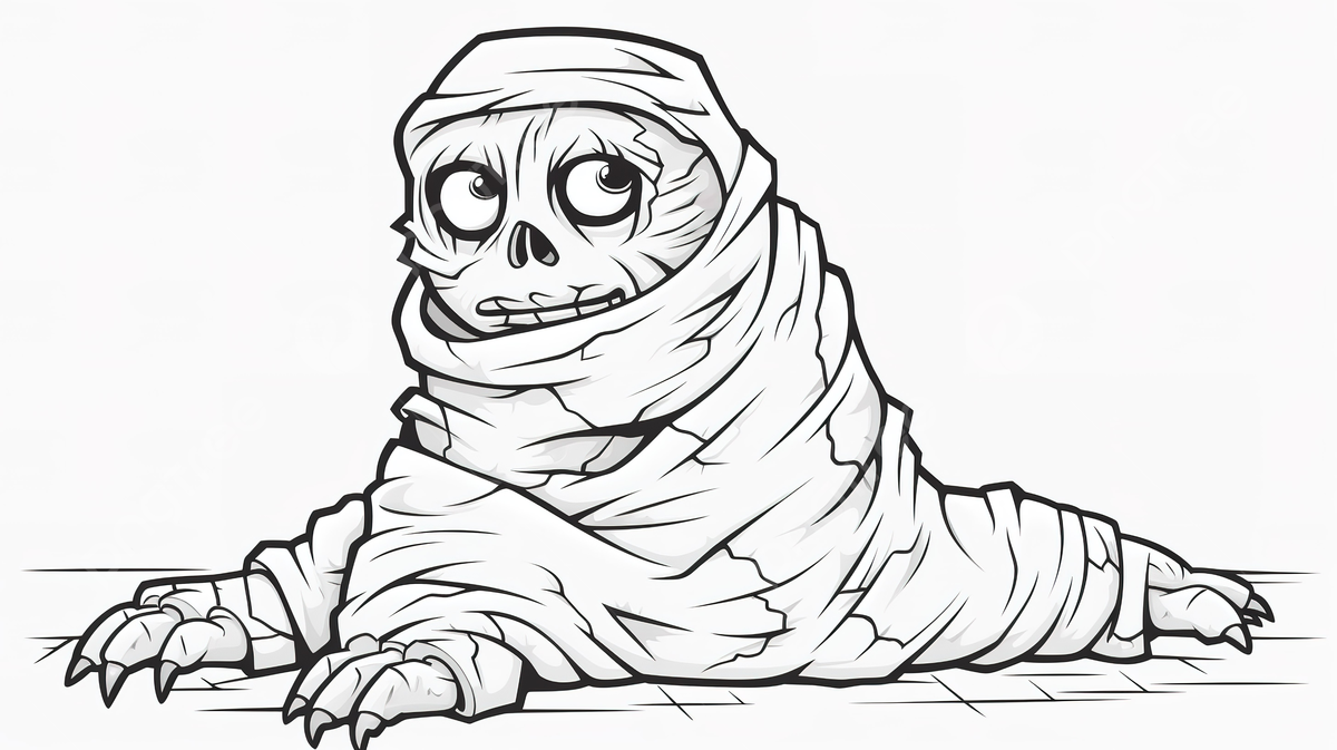 Funny halloween coloring page featuring a mummy in the wrapping background mummy coloring picture background image and wallpaper for free download