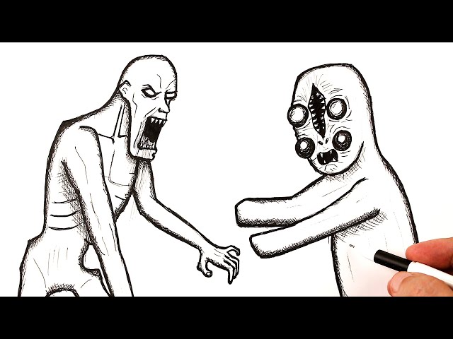 How to draw a the shy guy attacking the sculptureïscp drawing