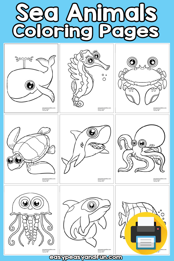 Sea animals coloring pages â easy peasy and fun hip