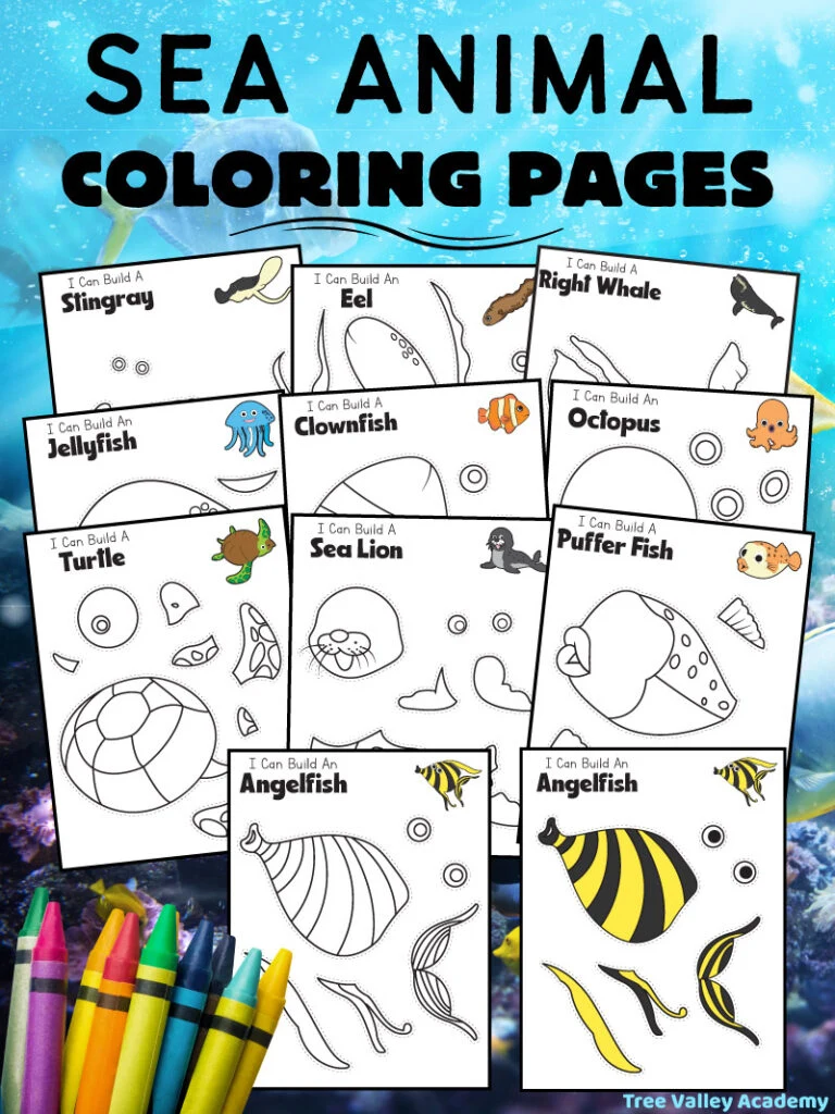 Sea animals coloring crafts