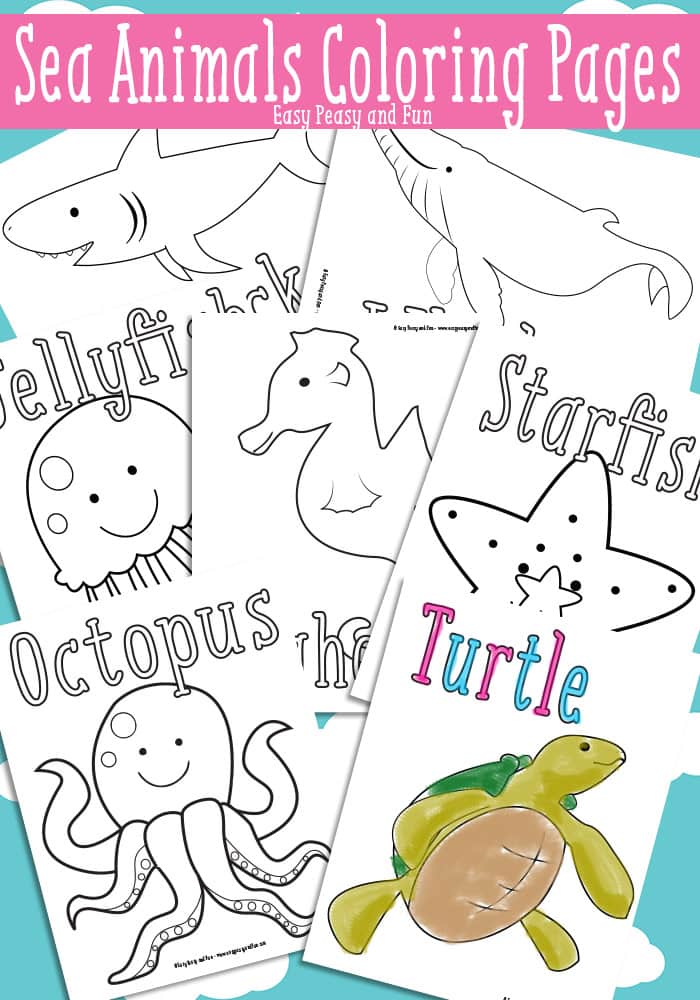 Ocean and sea animals coloring pages â easy peasy and fun hip