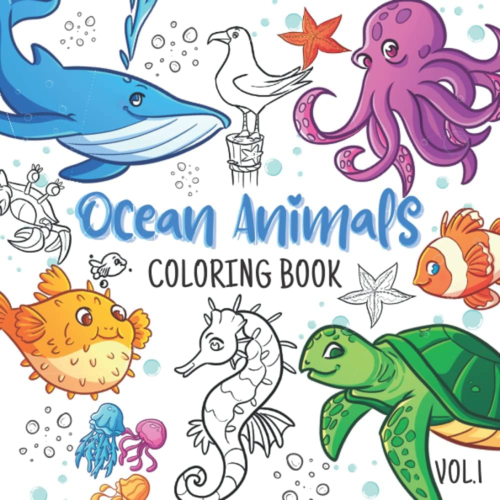 Ocean animals coloring book cool cute coloring pages for kids sea creatures to color for fun stress relief and improving motor skills cool cute coloring books for kids press mccute