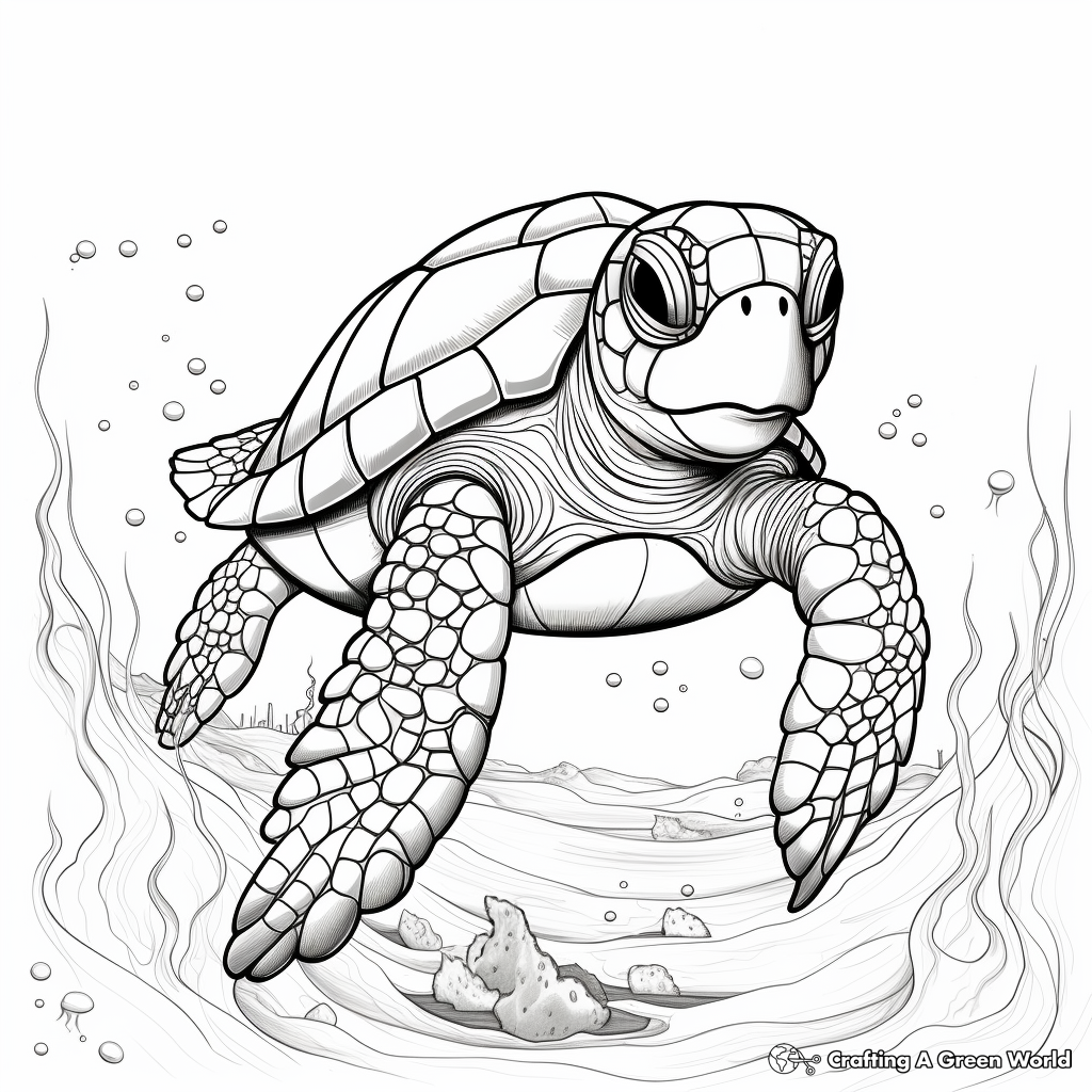 Realistic sea turtle coloring pages