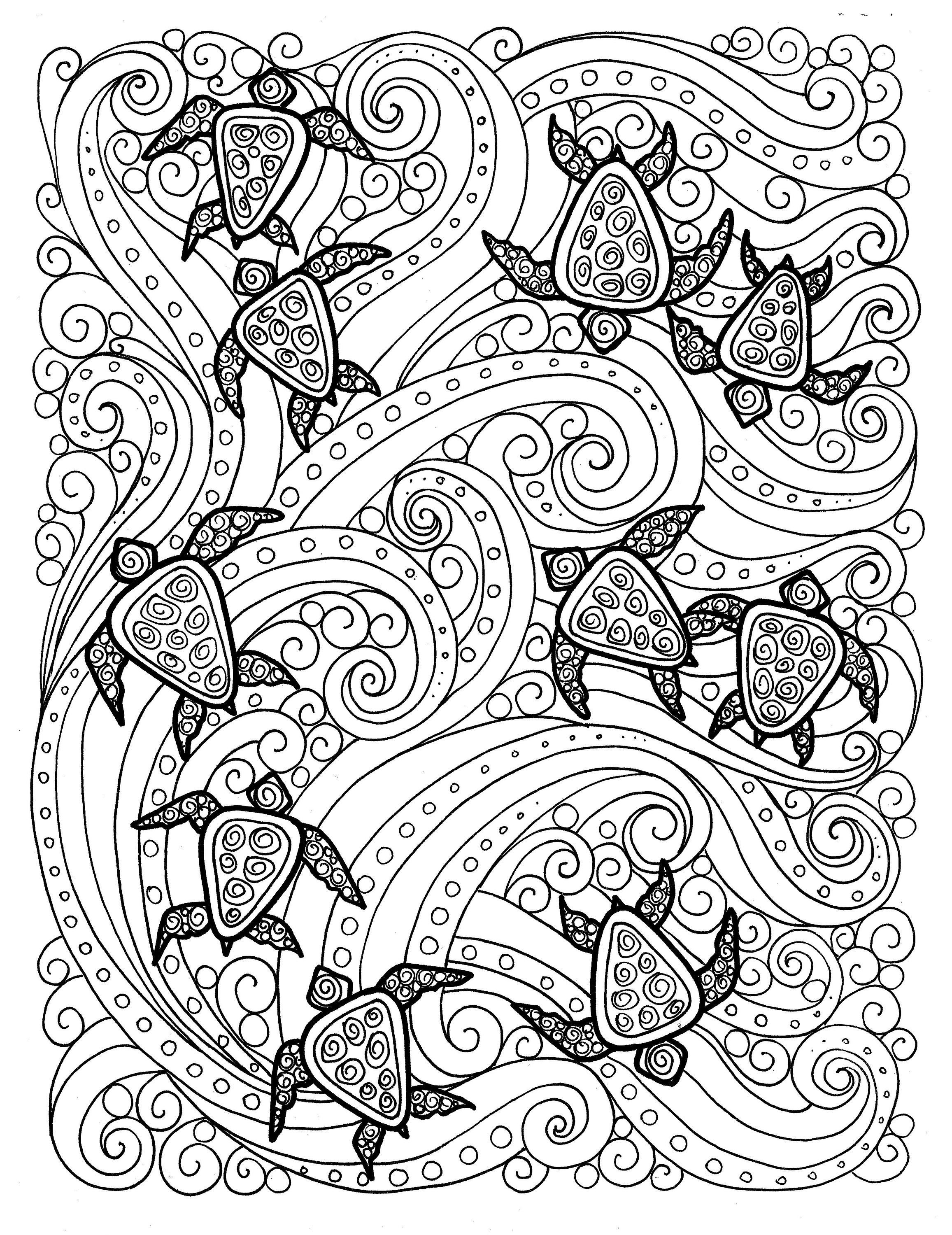 Pages digital coloring sea turtle adult coloringseaturtlebeachmarine lifedigi stampcoloring bookcoloring pages