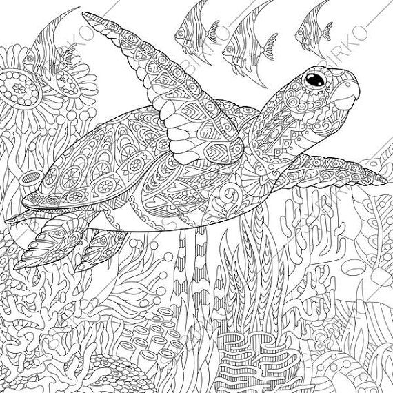 Sea ocean fishes coloring pages coloring book for adults and