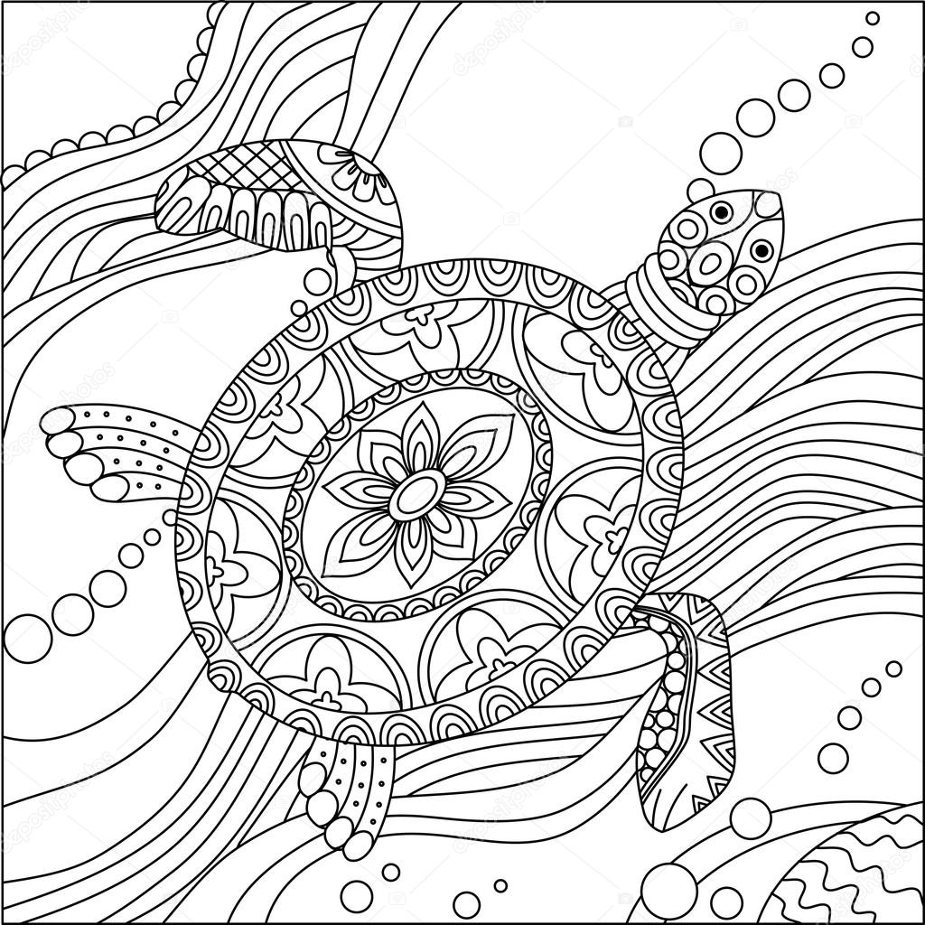 Sea turtle coloring page stock vector by irmairma