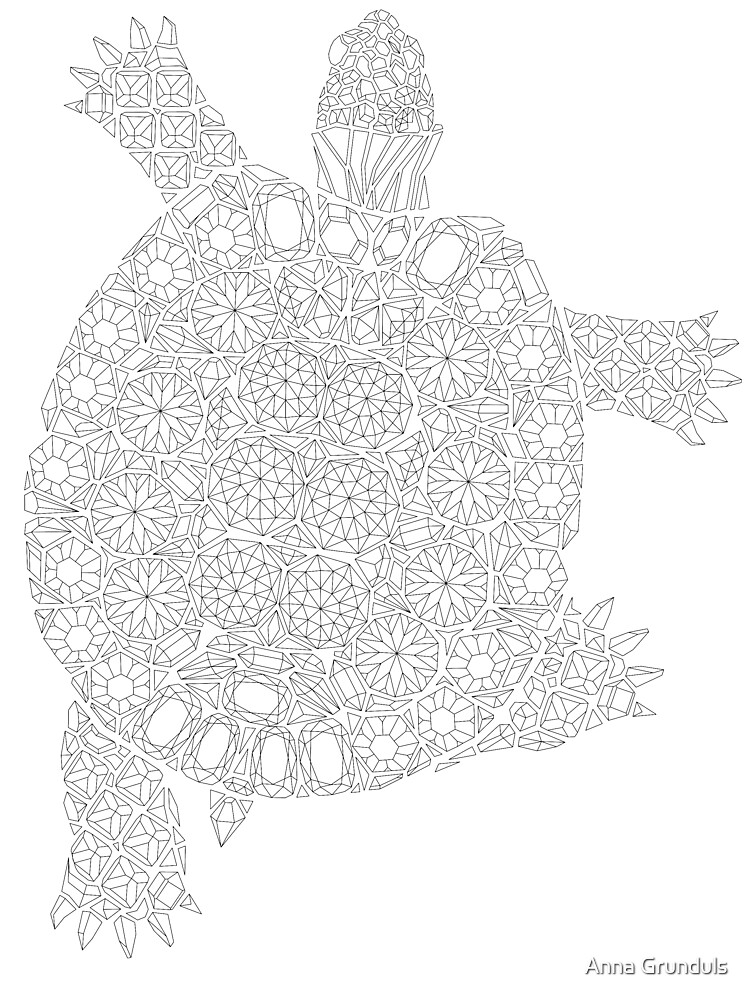 Gemstone turtle coloring page gems pattern adult coloring adult coloring book turtle kids t