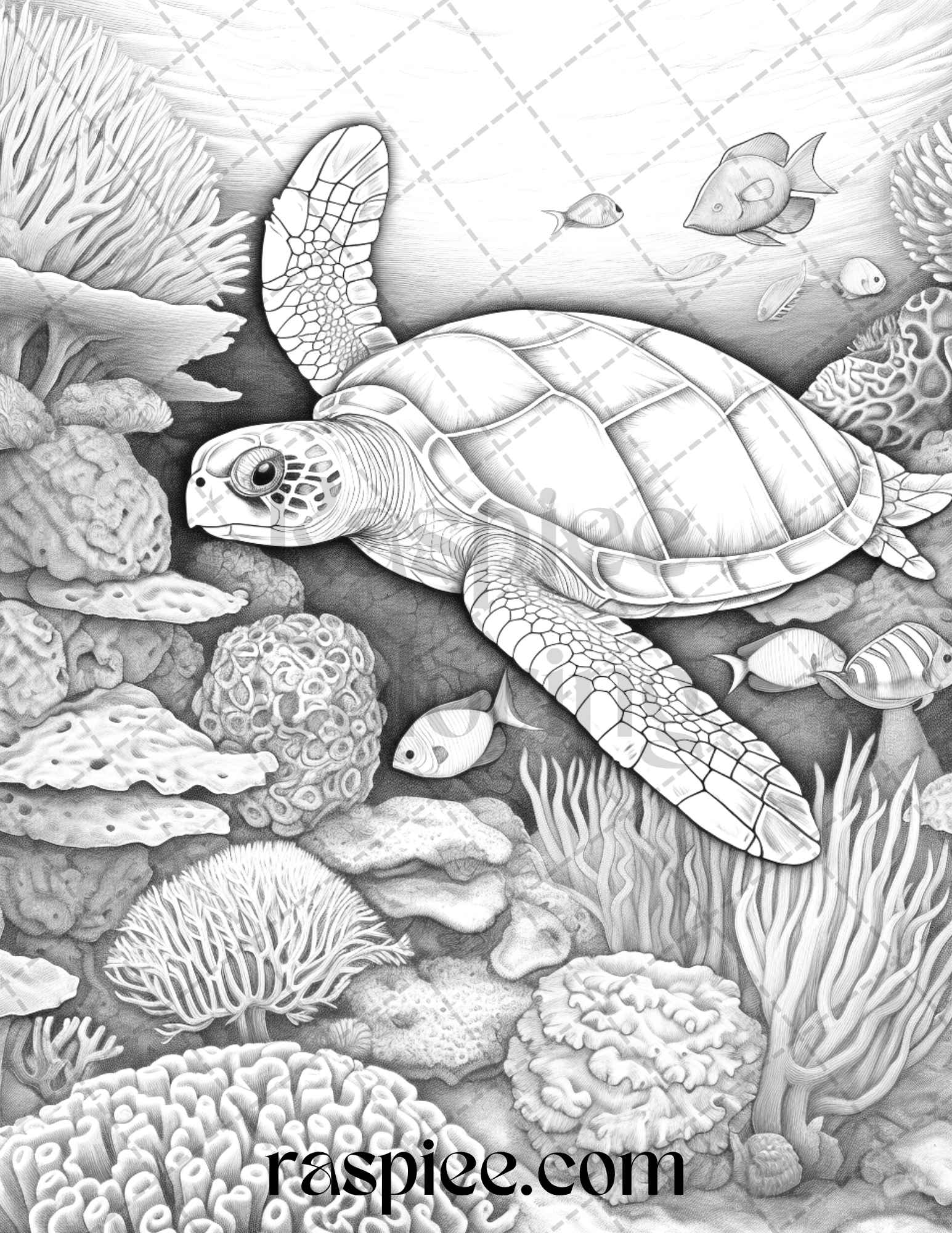Ocean life grayscale coloring pages printable for adults relaxation an â coloring