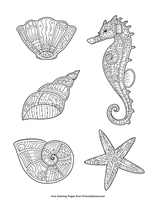 Seashells coloring page â free printable pdf from