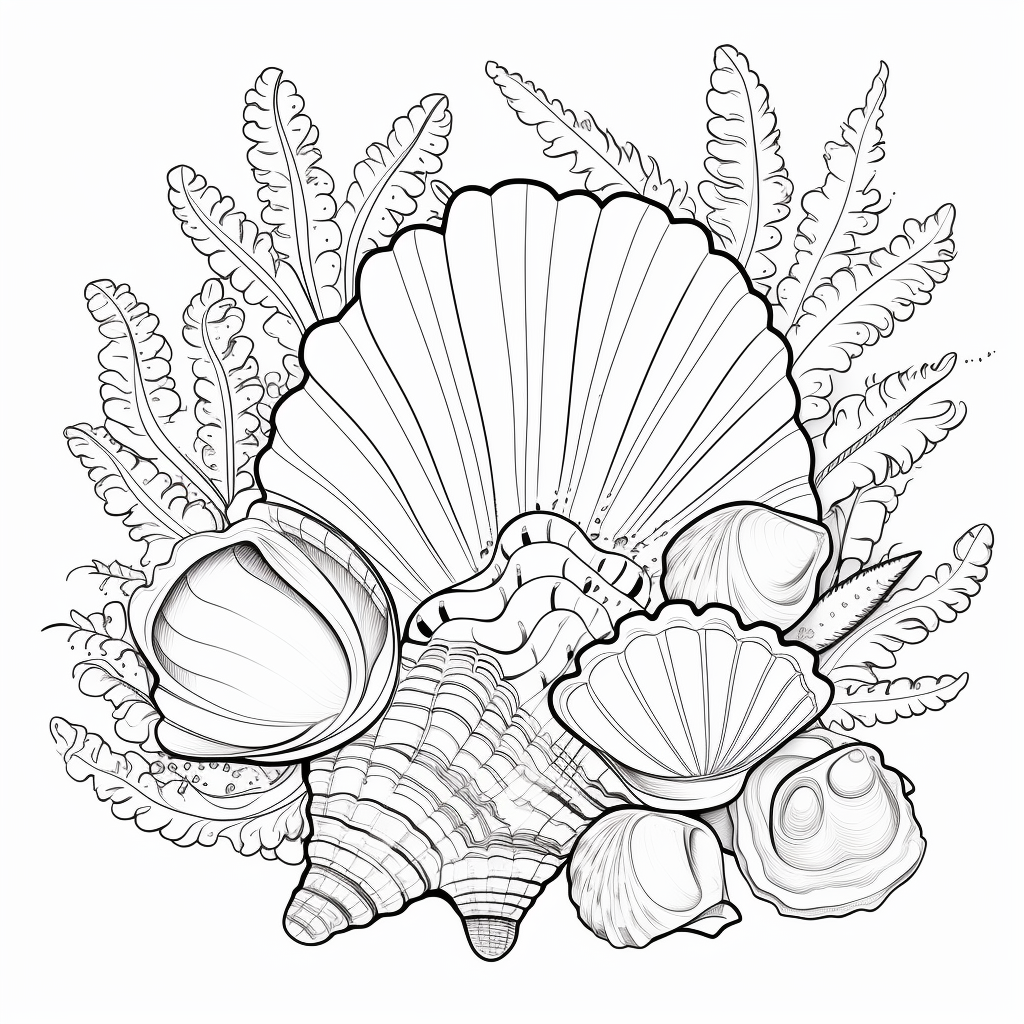 Sea shell coloring pages