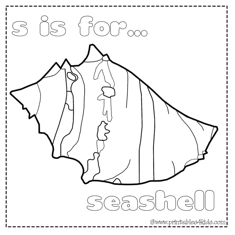 S is for seashell coloring page â printables for kids â free word search puzzles coloring pages and other activities