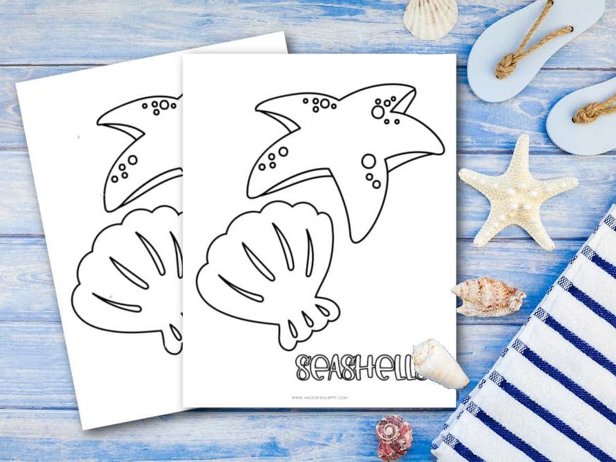 Free printable seashell coloring page