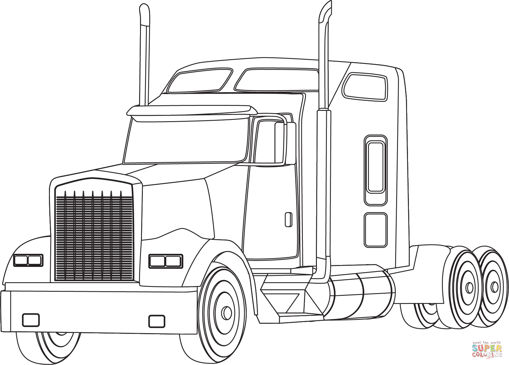 Semi truck coloring page free printable coloring pages