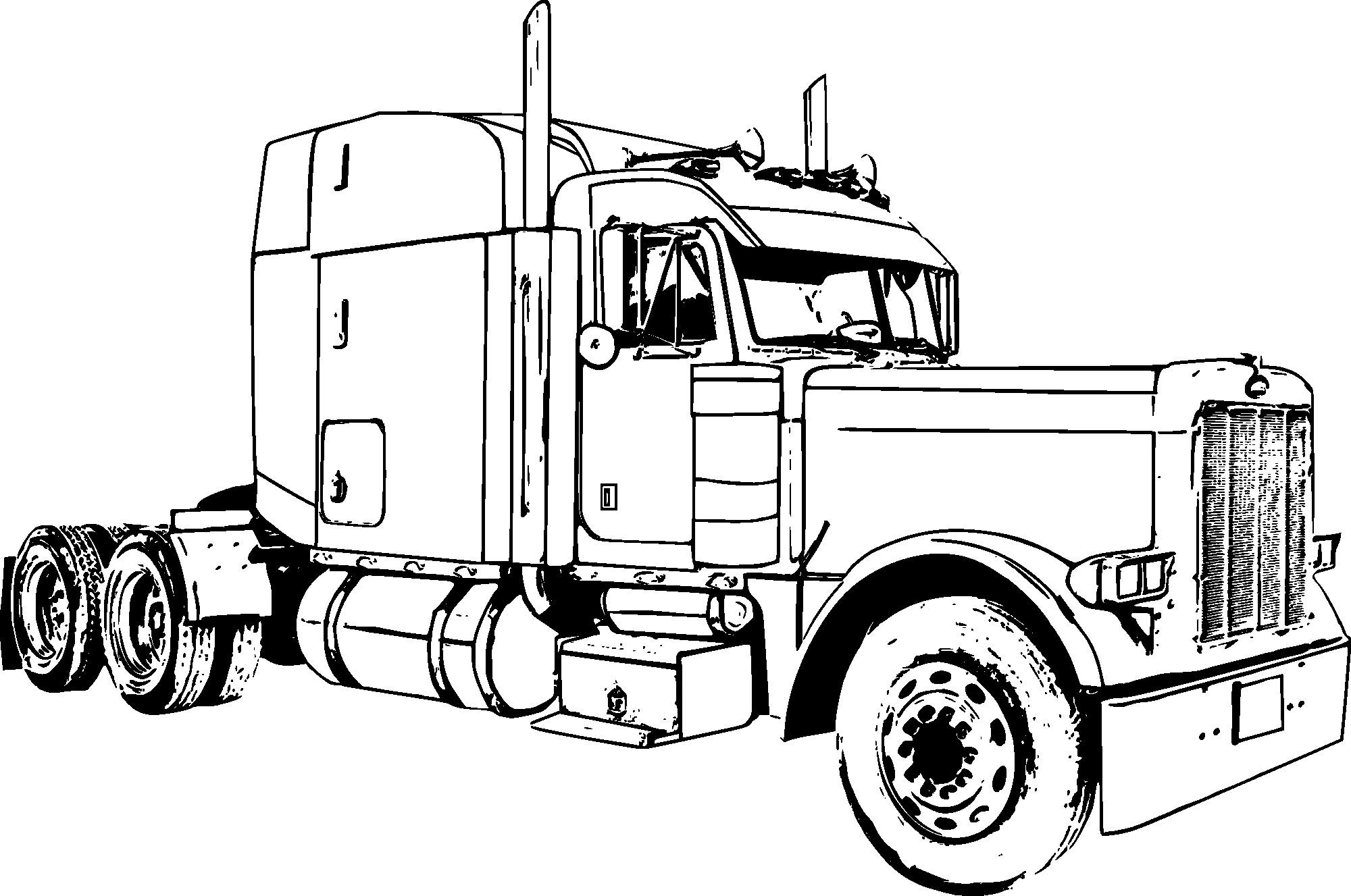 Big rig truck coloring page poster