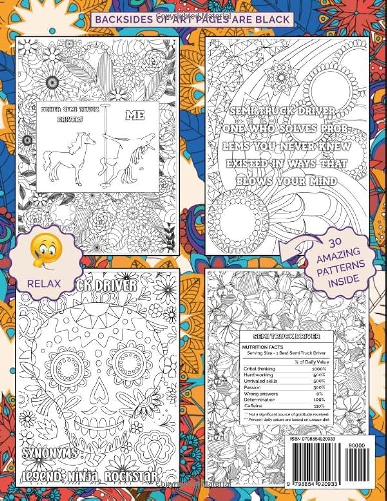 Hilarious semi truck driver coloring book funny and appreciation quotes for coloring semi truck driver gifts wavgust books melissa books