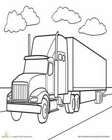 Semi truck worksheet education truck coloring pages monster truck coloring pages coloring pages