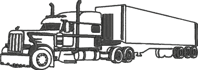 Semi truck machine embroidery design silhouette transportation