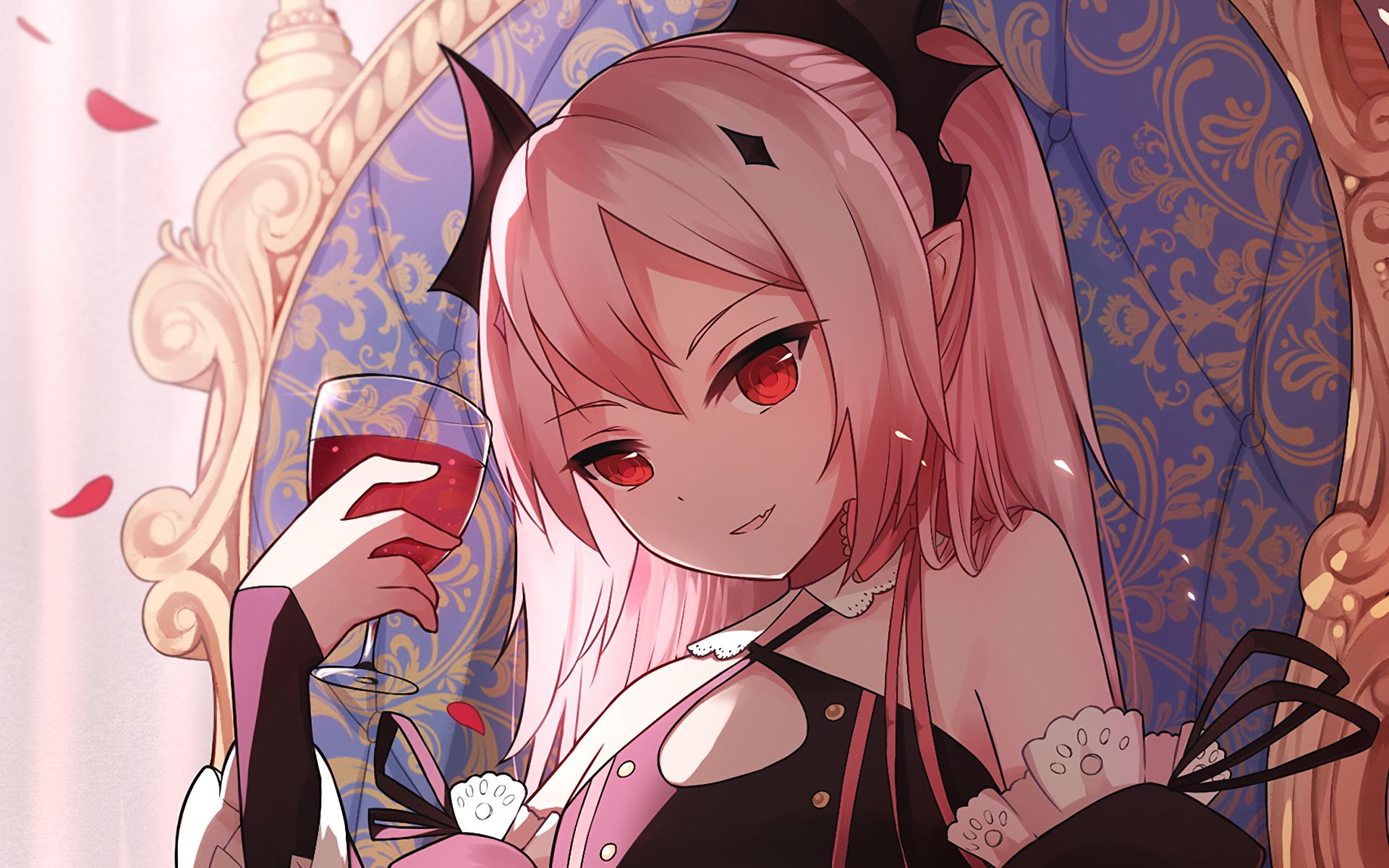 Hd desktop anime glass demon vampire pink hair red eyes long hair seraph of the end krul tepes download free picture
