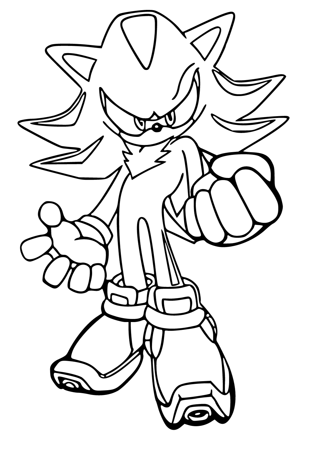 Free printable shadow the hedgehog fist coloring page for adults and kids