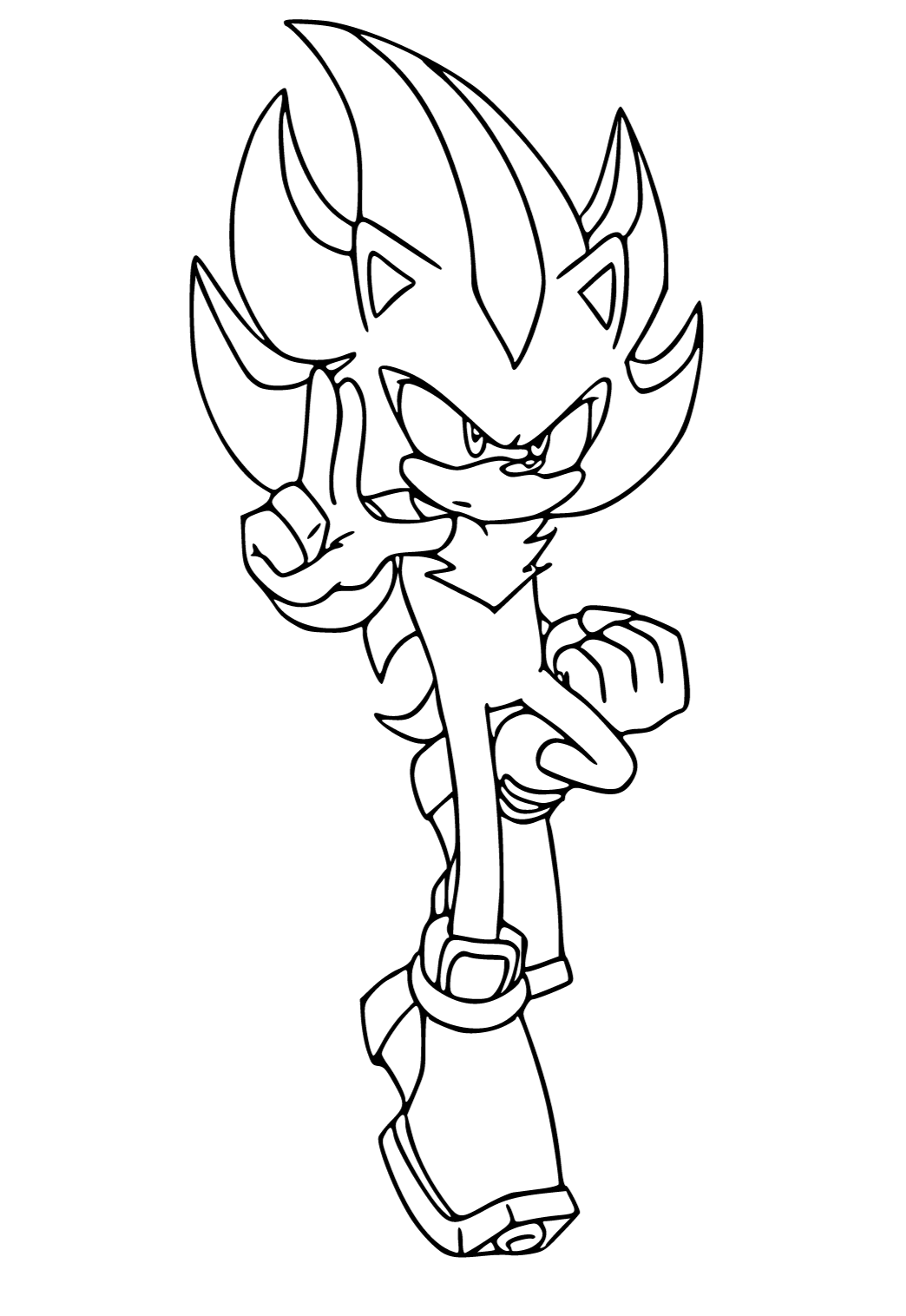 Free printable shadow the hedgehog warning coloring page for adults and kids
