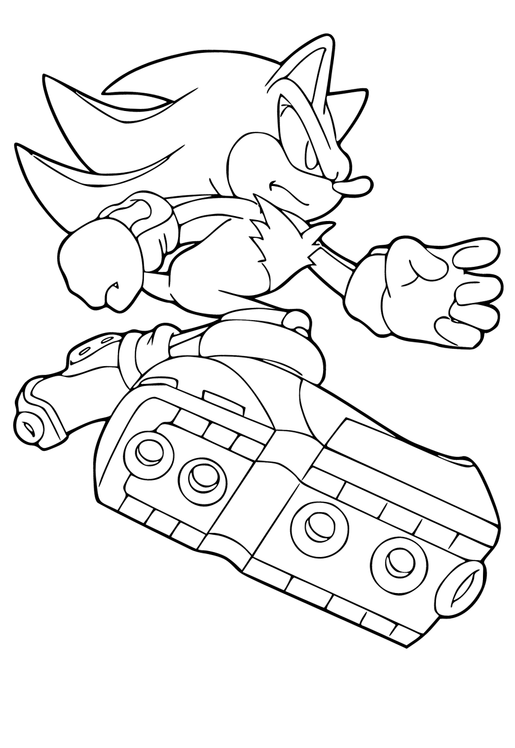 Free printable shadow the hedgehog flight coloring page for adults and kids