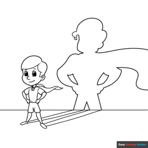 Shadow coloring page easy drawing guides