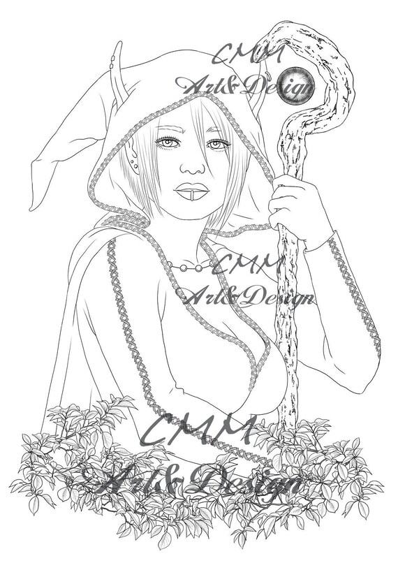 Printable coloring page shadow witch lineart