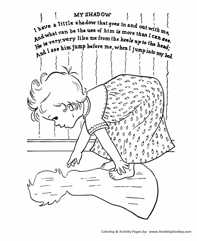 Classic mother goose nursery rhymes coloring pages classic kids my shadow nursery rhyme
