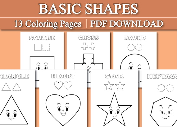 Basic shapes coloring pages shapes printable worksheet for kids printable pdf download instant download