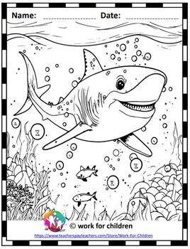 Printable shark coloring pages for kids by work for children tpt