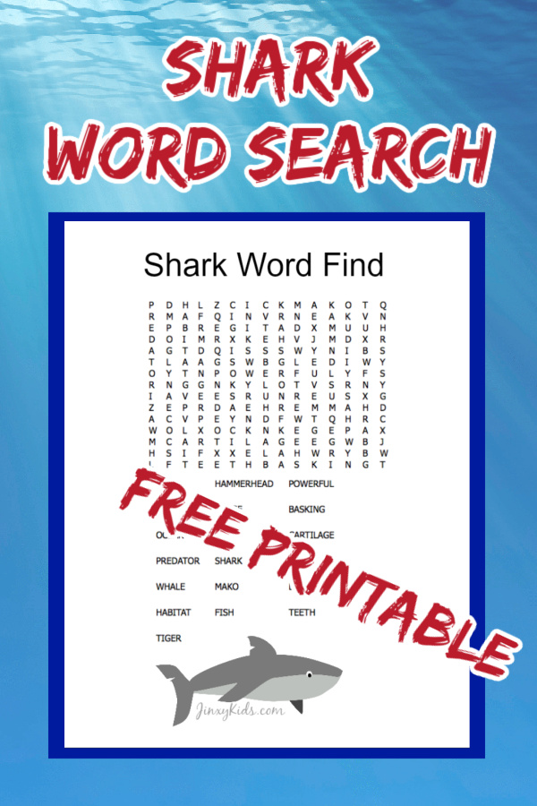 Shark word find puzzle