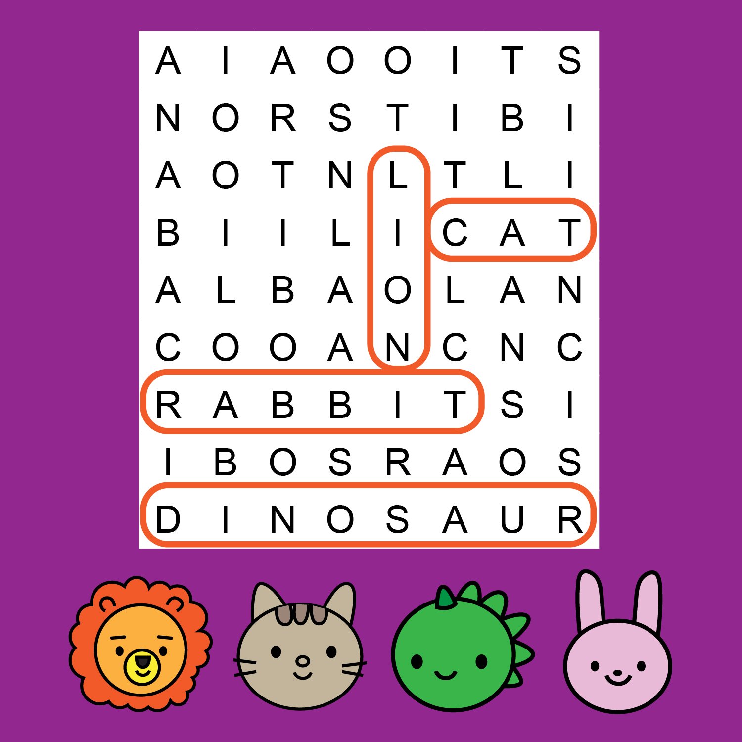 Free printable word search for kids
