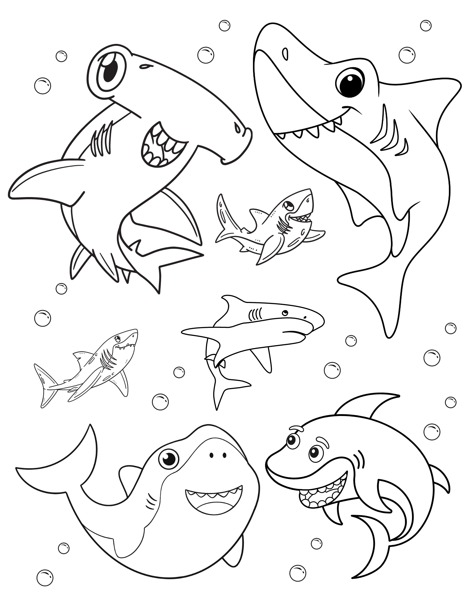 Spectacular shark coloring pages for kids and adults