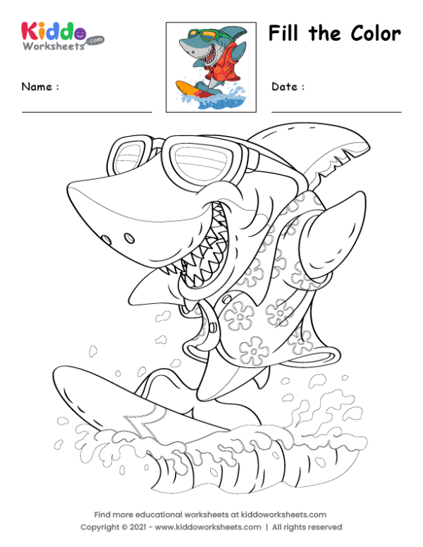 Free printable shark coloring page worksheet