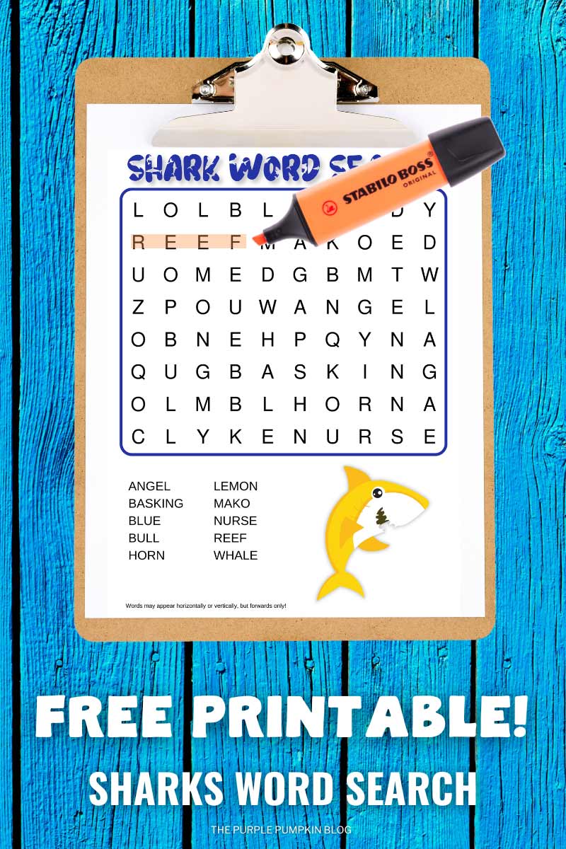 Free printable shark word searches shark week activity sheets