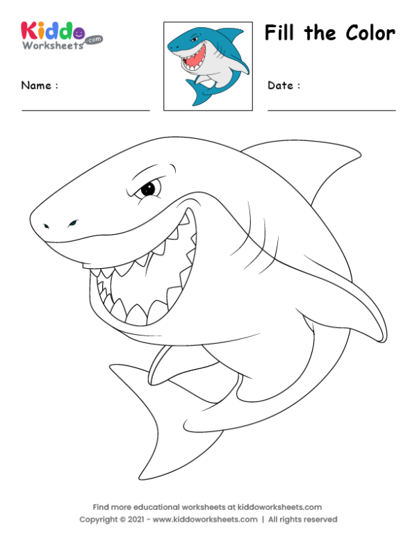 Free printable coloring pages shark worksheet