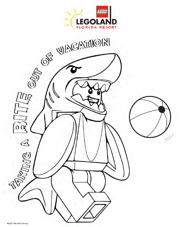 Coloring sheet lego shark suit guy