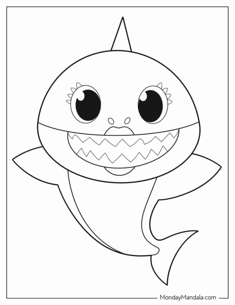 Baby shark coloring pages free pdf printables