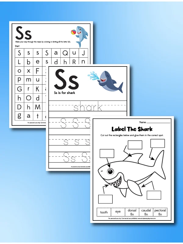 Free printable shark worksheets for kids