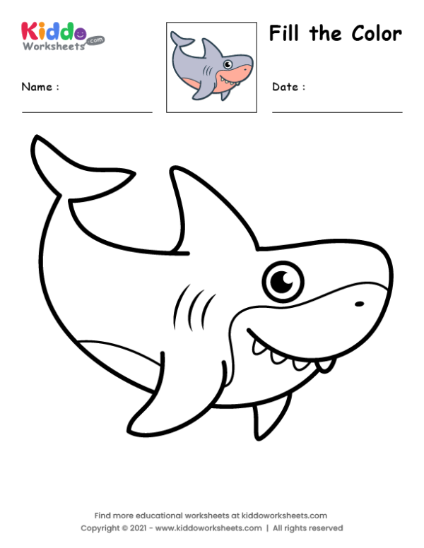 Free printable baby shark coloring page worksheet