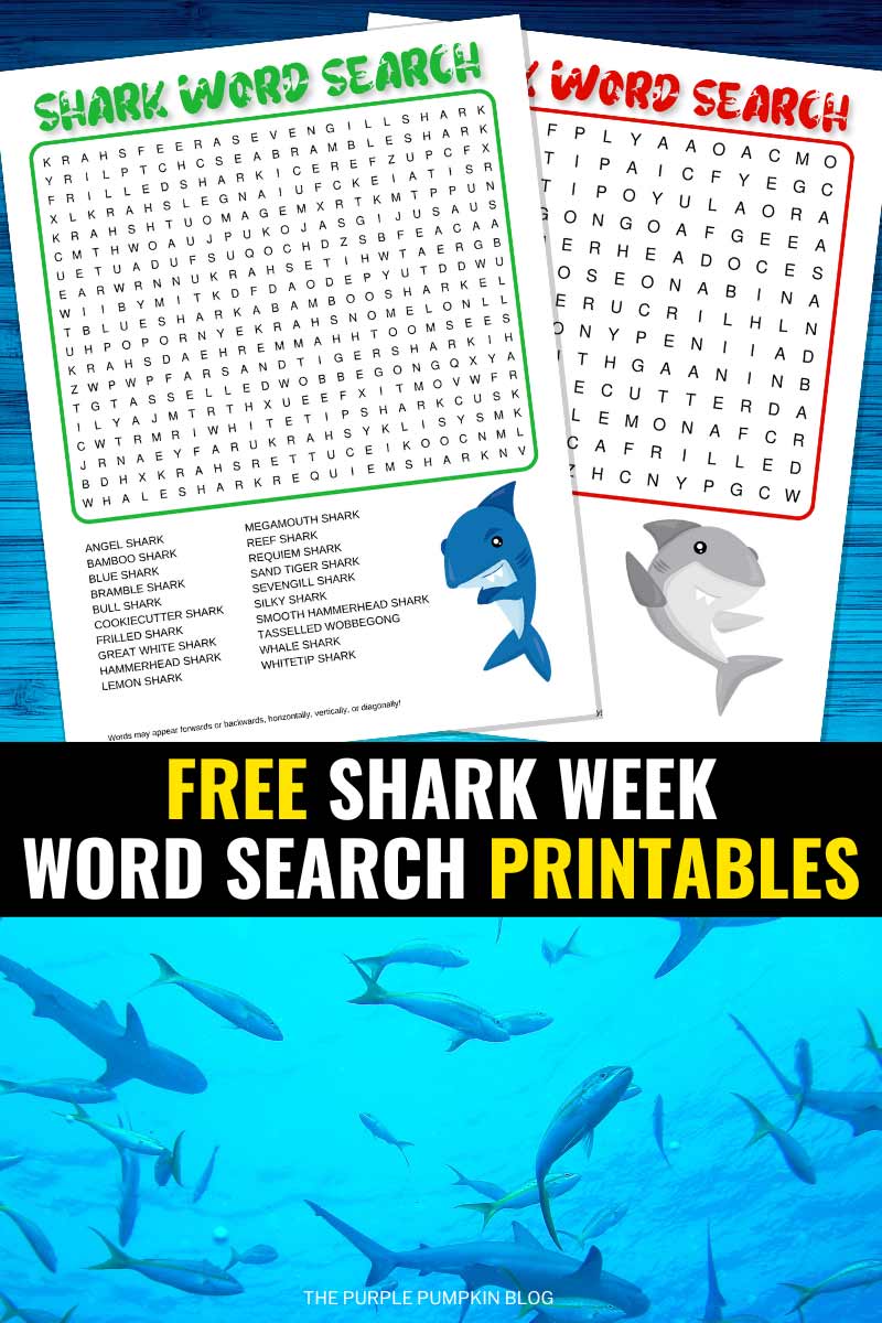Free printable shark word searches shark week activity sheets