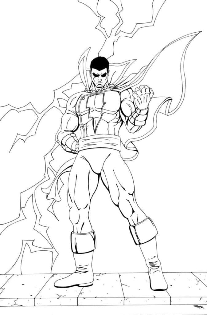 Powerful shazam coloring page