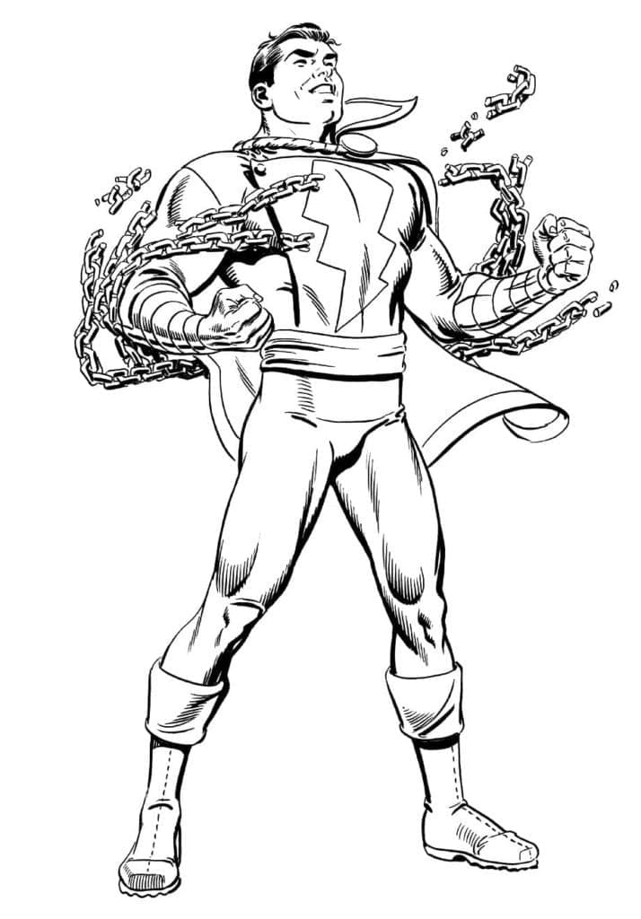 Shazam fight coloring page