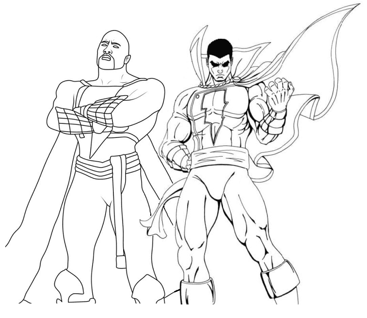 Black adam and shazam coloring page