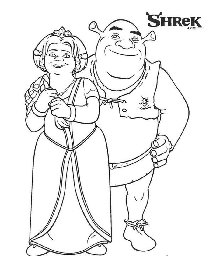 Shrek and fiona coloring pages cartoon coloring pages coloring pages shrek