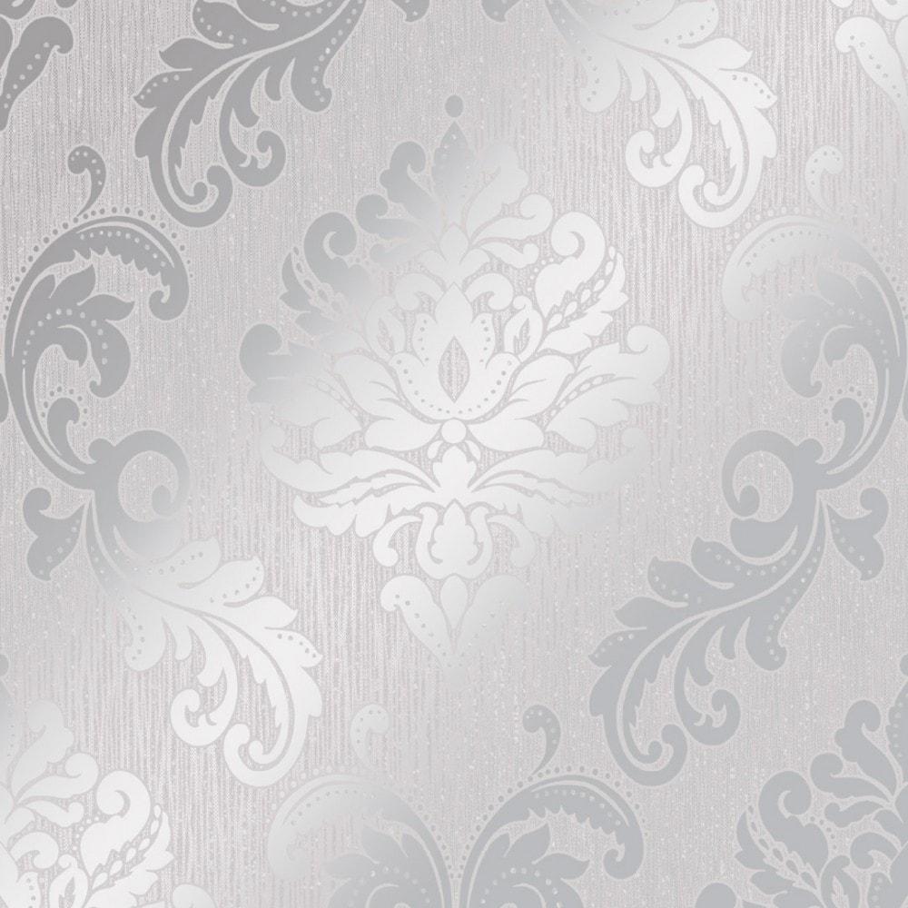 Chelsea glitter damask wallpaper in soft grey silver i love wallpaper