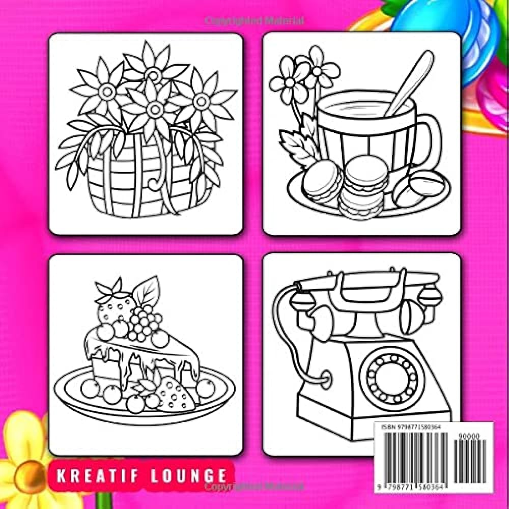 Bold and easy large print coloring book a fun coloring gift book featuring simple and easy coloring pages for seniors and beginners lounge kreatif books